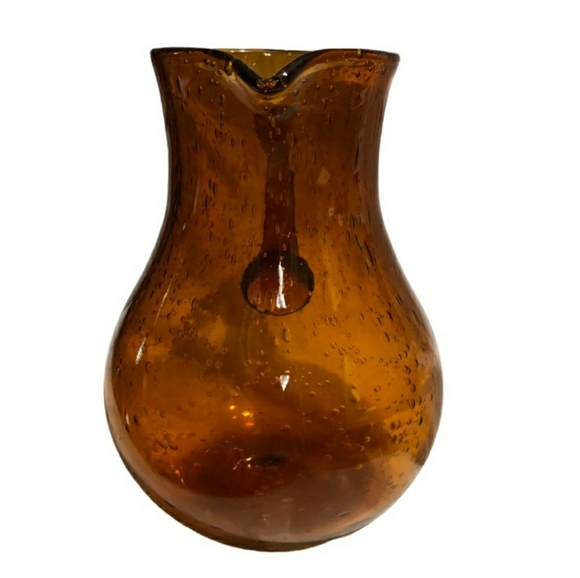BIOT Amber Captured Bubbles Glass PitcherVintage EUC! - Picture 7 of 8